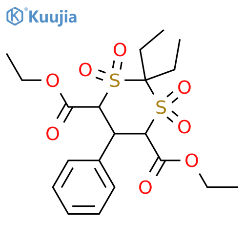 1,3-Dithiane-4,6-dicarboxylic acid, 2,2-diethyl-5-phenyl-, diethyl ester, 1,1,3,3-tetraoxide (9CI) structure