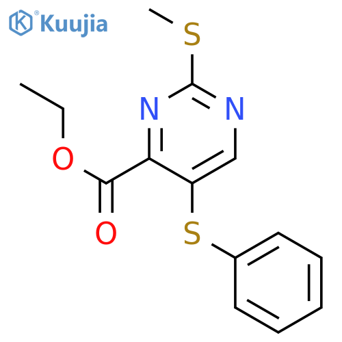 4-Pyrimidinecarboxylic acid, 2-(methylthio)-5-(phenylthio)-, ethyl ester structure