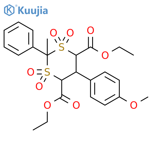 1,3-Dithiane-4,6-dicarboxylic acid, 5-(4-methoxyphenyl)-2-methyl-2-phenyl-, diethyl ester, 1,1,3,3-tetraoxide (9CI) structure