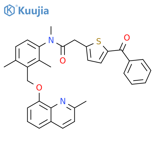 2-Thiopheneacetamide,5-benzoyl-N-[2,4-dimethyl-3-[[(2-methyl-8-quinolinyl)oxy]methyl]phenyl]-N-methyl- structure