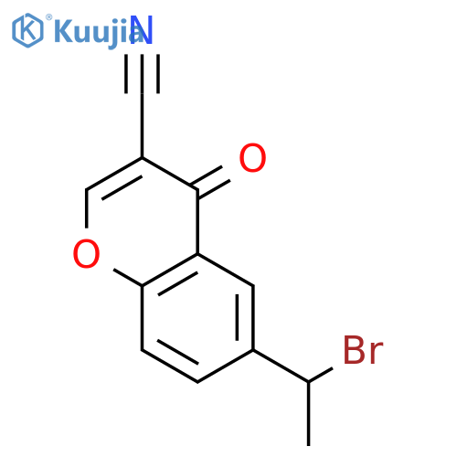4H-1-Benzopyran-3-carbonitrile, 6-(1-bromoethyl)-4-oxo- structure