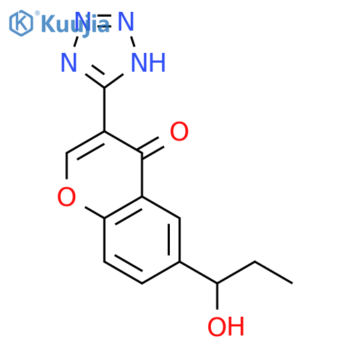 4H-1-Benzopyran-4-one, 6-(1-hydroxypropyl)-3-(1H-tetrazol-5-yl)- structure
