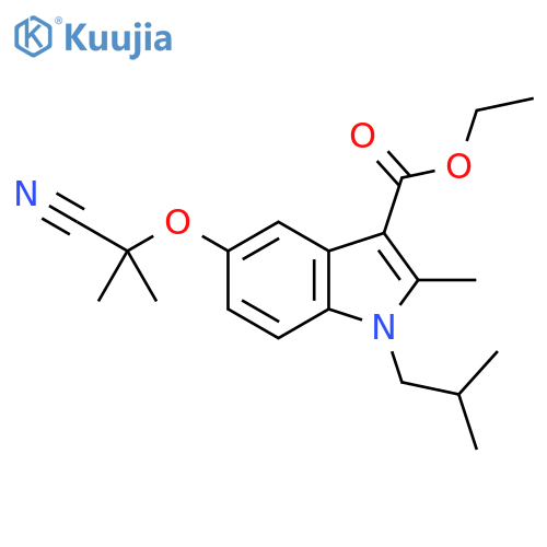 1H-Indole-3-carboxylic acid,5-(1-cyano-1-methylethoxy)-2-methyl-1-(2-methylpropyl)-, ethyl ester structure
