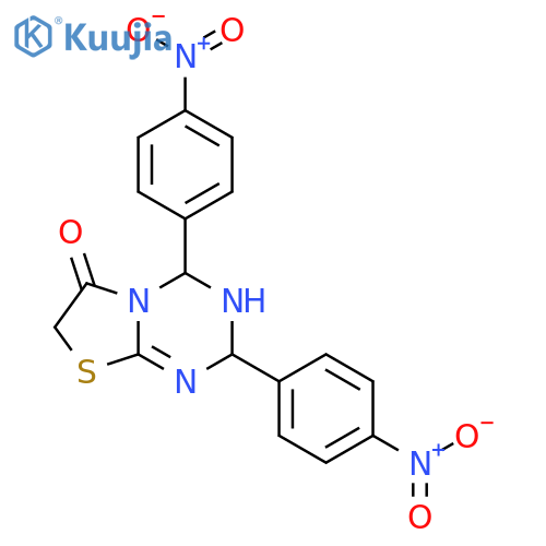 2H-Thiazolo[3,2-a]-1,3,5-triazin-6(7H)-one, 3,4-dihydro-2,4-bis(4-nitrophenyl)- structure