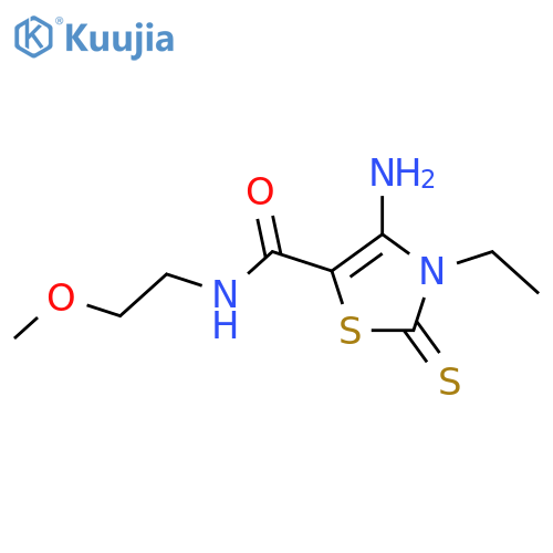 <br>4-Amino-3-ethyl-N-(2-methoxyethyl)-2-thioxo-2,3-dihydrothiazole-5-carboxami de structure