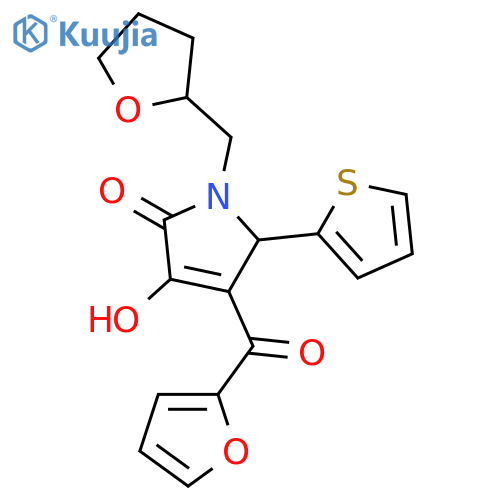 <br>4-(furan-2-carbonyl)-3-hydroxy-1-[(oxolan-2-yl)methyl]-5-(thiophen-2-yl)-2, 5-dihydro-1H-pyrrol-2-one structure