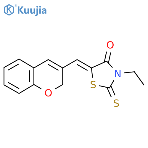 (5Z)-5-(2H-chromen-3-yl)methylidene-3-ethyl-2-sulfanylidene-1,3-thiazolidin-4-one structure