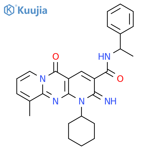 7-cyclohexyl-6-imino-11-methyl-2-oxo-N-(1-phenylethyl)-1,7,9-triazatricyclo8.4.0.0^{3,8}tetradeca-3(8),4,9,11,13-pentaene-5-carboxamide structure