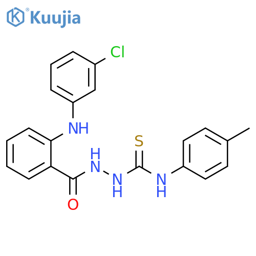 Benzoic acid, 2-[(3-chlorophenyl)amino]-, 2-[[(4-methylphenyl)amino]thioxomethyl]hydrazide structure