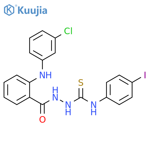 Benzoic acid, 2-[(3-chlorophenyl)amino]-, 2-[[(4-iodophenyl)amino]thioxomethyl]hydrazide structure