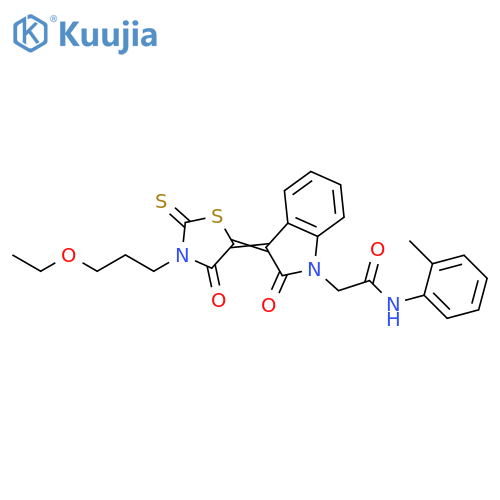 2-[(3Z)-3-[3-(3-ethoxypropyl)-4-oxo-2-sulfanylidene-1,3-thiazolidin-5-ylidene]-2-oxoindol-1-yl]-N-(2-methylphenyl)acetamide structure