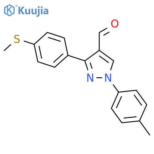 3-(4-(METHYLTHIO)PHENYL)-1-P-TOLYL-1H-PYRAZOLE-4-CARBALDEHYDE structure