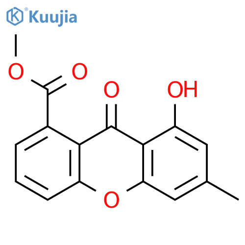 9H-Xanthene-1-carboxylic acid, 8-hydroxy-6-methyl-9-oxo-, methyl ester structure