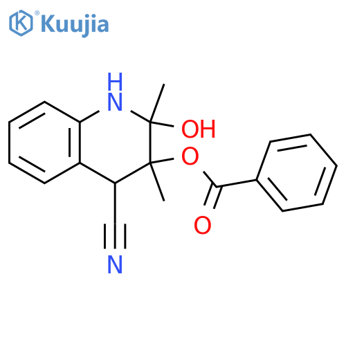 4-Quinolinecarbonitrile,3-(benzoyloxy)-1,2,3,4-tetrahydro-2-hydroxy-2,3-dimethyl- structure