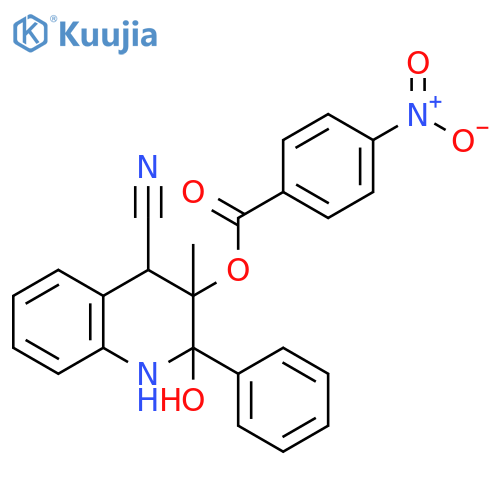 4-Quinolinecarbonitrile,1,2,3,4-tetrahydro-2-hydroxy-3-methyl-3-[(4-nitrobenzoyl)oxy]-2-phenyl- structure