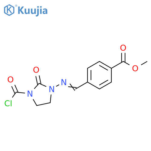 Benzoic acid, 4-[[[3-(chlorocarbonyl)-2-oxo-1-imidazolidinyl]imino]methyl]-, methyl ester structure