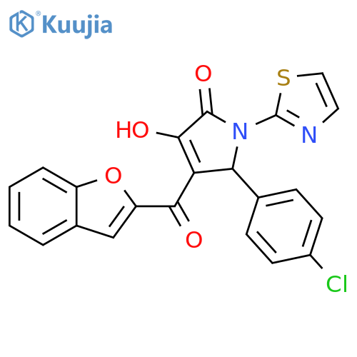 4-(1-benzofuran-2-carbonyl)-5-(4-chlorophenyl)-3-hydroxy-1-(1,3-thiazol-2-yl)-2,5-dihydro-1H-pyrrol-2-one structure