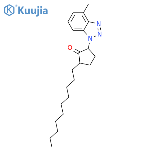 Cyclopentanone, 2-decyl-5-(methyl-1H-benzotriazol-1-yl)- structure