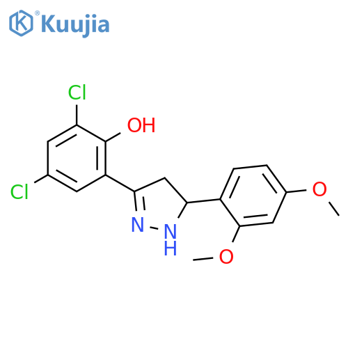 2,4-dichloro-6-[5-(2,4-dimethoxyphenyl)-4,5-dihydro-1H-pyrazol-3-yl]phenol structure