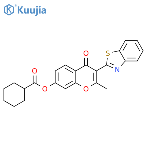 3-(1,3-benzothiazol-2-yl)-2-methyl-4-oxo-4H-chromen-7-yl cyclohexanecarboxylate structure
