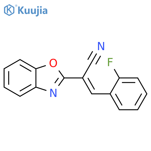 (2E)-2-(1,3-benzoxazol-2-yl)-3-(2-fluorophenyl)prop-2-enenitrile structure