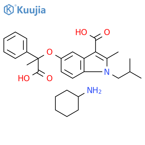 1H-Indole-3-carboxylic acid,5-(1-carboxy-1-phenylethoxy)-2-methyl-1-(2-methylpropyl)-, compd. withcyclohexanamine (1:1) structure
