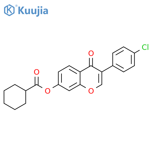 3-(4-chlorophenyl)-4-oxo-4H-chromen-7-yl cyclohexanecarboxylate structure
