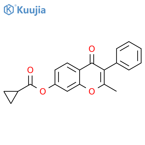 2-methyl-4-oxo-3-phenyl-4H-chromen-7-yl cyclopropanecarboxylate structure