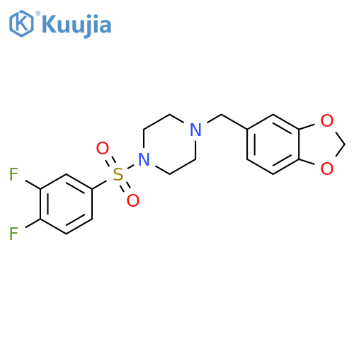 1-(2H-1,3-benzodioxol-5-yl)methyl-4-(3,4-difluorobenzenesulfonyl)piperazine structure
