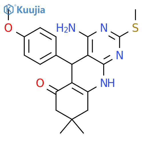 4-amino-5-(4-methoxyphenyl)-8,8-dimethyl-2-(methylsulfanyl)-5H,6H,7H,8H,9H,10H-pyrimido[4,5-b]quinolin-6-one structure