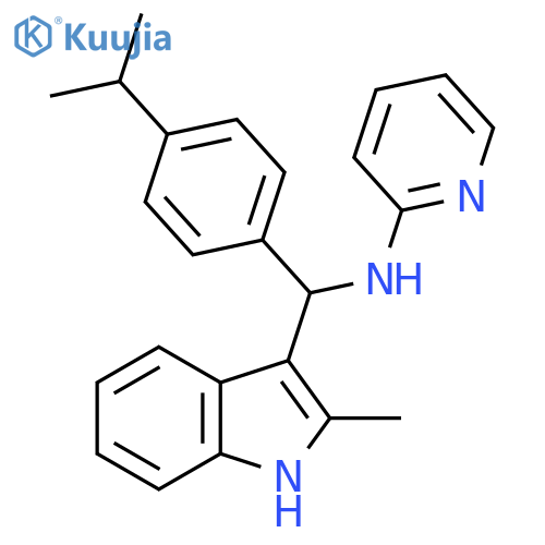N-[(2-methyl-1H-indol-3-yl)[4-(propan-2-yl)phenyl]methyl]pyridin-2-amine structure
