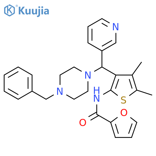 N-{3-(4-benzylpiperazin-1-yl)(pyridin-3-yl)methyl-4,5-dimethylthiophen-2-yl}furan-2-carboxamide structure