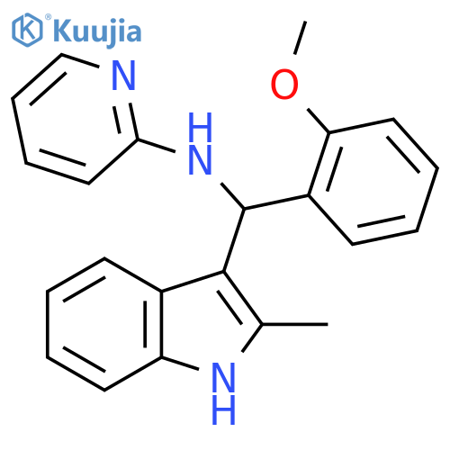 N-[(2-Methoxyphenyl)(2-methyl-1H-indol-3-yl)methyl]pyridin-2-amine structure