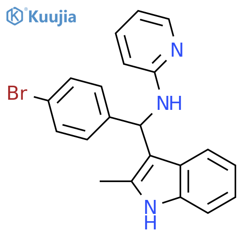 N-(4-bromophenyl)(2-methyl-1H-indol-3-yl)methylpyridin-2-amine structure