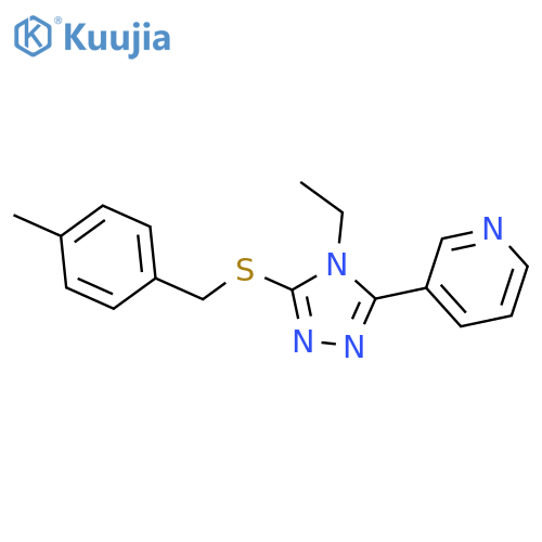 3-(4-Ethyl-5-((4-methylbenzyl)thio)-4H-1,2,4-triazol-3-yl)pyridine structure