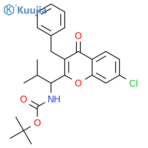 (R)-tert-Butyl (1-(3-benzyl-7-chloro-4-oxo-4H-chromen-2-yl)-2-methylpropyl)carbamate structure