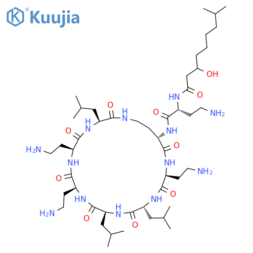N-[(2R)-4-Amino-1-oxo-1-[[(3S,6S,9S,12S,15R,18S,21S)-6,9,18-tris(2-aminoethyl)-3,12,15-tris(2-methylpropyl)-2,5,8,11,14,17,20-heptaoxo-1,4,7,10,13,16,19-heptazacyclotricos-21-yl]amino]butan-2-yl]-3-hydroxy-8-methylnonanamide structure