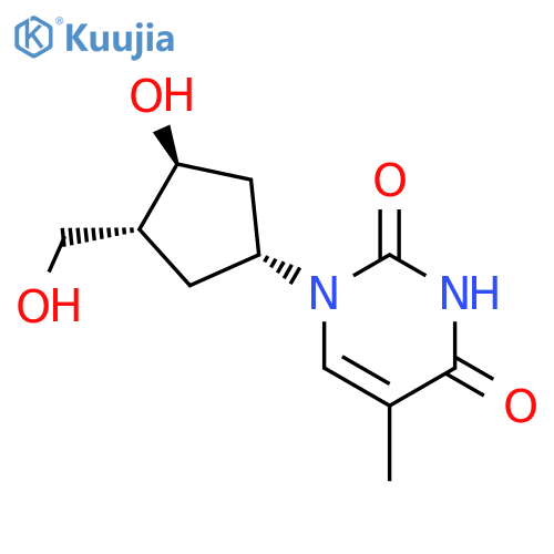 2,4(1H,3H)-Pyrimidinedione,1-[(1R,3S,4R)-3-hydroxy-4-(hydroxymethyl)cyclopentyl]-5-methyl-, rel- structure