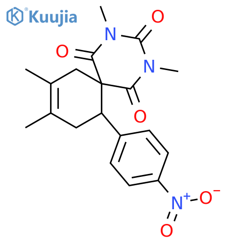 2,4-Diazaspiro[5.5]undec-8-ene-1,3,5-trione, 2,4,8,9-tetramethyl-11-(4-nitrophenyl)- structure