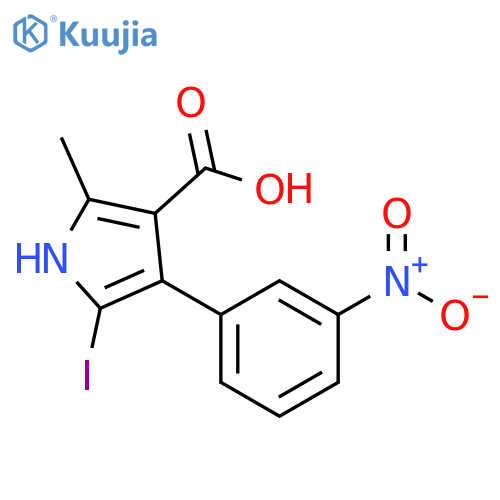 1H-Pyrrole-3-carboxylic acid, 5-iodo-2-methyl-4-(3-nitrophenyl)- structure