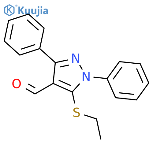 1H-Pyrazole-4-carboxaldehyde, 5-(ethylthio)-1,3-diphenyl- structure