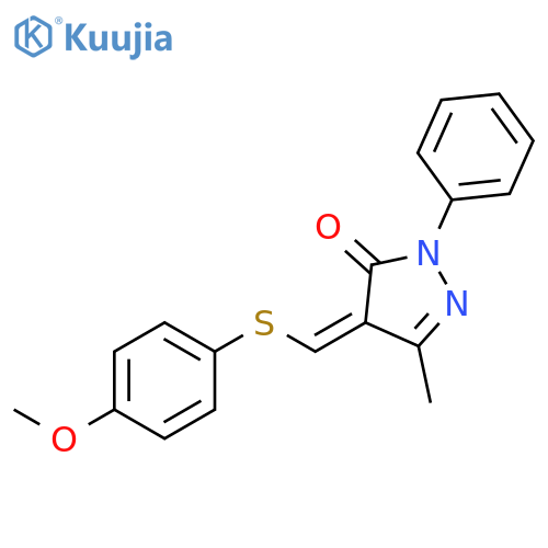 3H-Pyrazol-3-one,2,4-dihydro-4-[[(4-methoxyphenyl)thio]methylene]-5-methyl-2-phenyl-,(Z)- structure