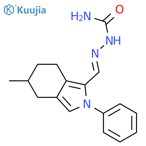 (2E)-2-[(5-methyl-2-phenyl-4,5,6,7-tetrahydro-2H-isoindol-1-yl)methylidene]hydrazinecarboxamide structure