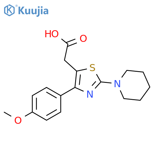 5-Thiazoleacetic acid, 4-(4-methoxyphenyl)-2-(1-piperidinyl)- structure