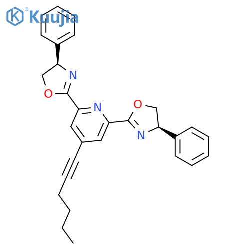 PYRIDINE, 2,6-BIS[(4R)-4,5-DIHYDRO-4-PHENYL-2-OXAZOLYL]-4-(1-HEXYNYL)- structure