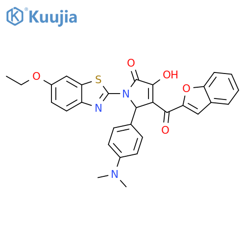 4-(1-benzofuran-2-carbonyl)-5-4-(dimethylamino)phenyl-1-(6-ethoxy-1,3-benzothiazol-2-yl)-3-hydroxy-2,5-dihydro-1H-pyrrol-2-one structure