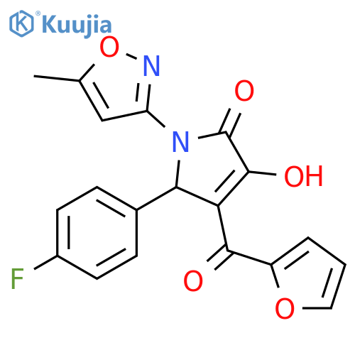 5-(4-fluorophenyl)-4-(furan-2-carbonyl)-3-hydroxy-1-(5-methyl-1,2-oxazol-3-yl)-2,5-dihydro-1H-pyrrol-2-one structure