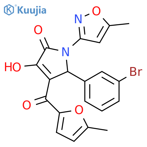 5-(3-bromophenyl)-3-hydroxy-1-(5-methyl-1,2-oxazol-3-yl)-4-(5-methylfuran-2-carbonyl)-2,5-dihydro-1H-pyrrol-2-one structure