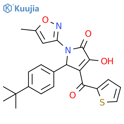 5-(4-tert-butylphenyl)-3-hydroxy-1-(5-methyl-1,2-oxazol-3-yl)-4-(thiophene-2-carbonyl)-2,5-dihydro-1H-pyrrol-2-one structure