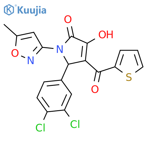 5-(3,4-dichlorophenyl)-3-hydroxy-1-(5-methyl-1,2-oxazol-3-yl)-4-(thiophene-2-carbonyl)-2,5-dihydro-1H-pyrrol-2-one structure
